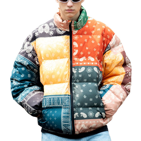 Bandana Patch Bubble Puffer Jacket