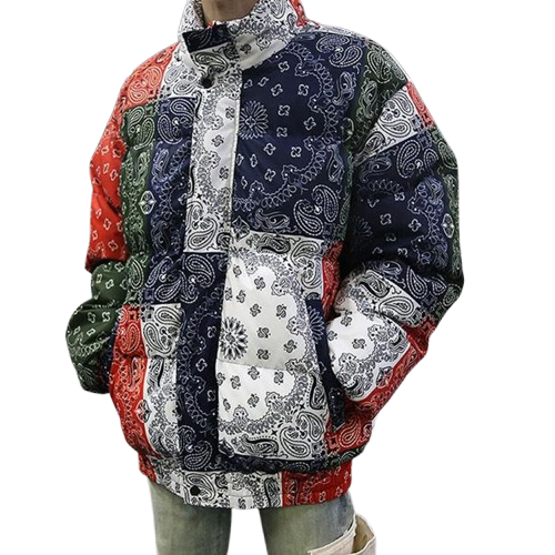 Bandana Patch Bubble Puffer Jacket